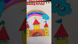 easy beautiful castle drawing/ castle drawing for kids/ easy kids drawing