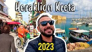 Ираклион, Крит, пешеходная экскурсия, 4K, Греция, 2023