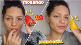 ASMR • Provando morango e maracujá do AMOR ❤️💛 #mukbang #asmr 