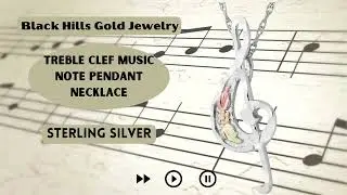 Perfect Gift for Country Music Fans | Black Hills Gold Treble Clef Pendant Necklace Sterling Silver