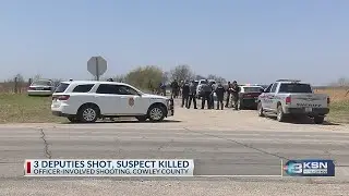 3 deputies shot, female suspect killed in Cowley County