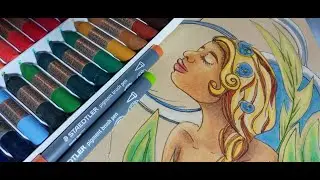 Coloring in Bed - Manley Crayons with Staedtler Pigment Brush Pens Sketch