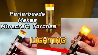 DIY Perler Beads Minecraft 3D Glowing Torch Tutorial | Handheld + Realistic Lighting
