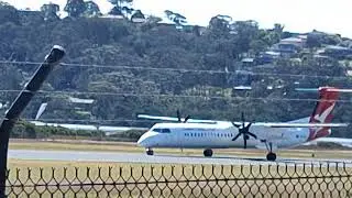 Qantaslink Dash 8-400 landing @ Merimbula Airport.