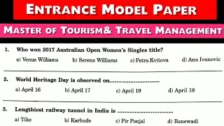 Master of Tourism and Travel Management entrance model question paper | MG University