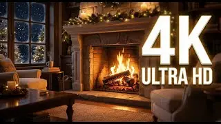 🔥 Relaxing 4K Cozy Fireplace at Night | Realistic Christmas Fire with Cracking Logs & Emotional Rest