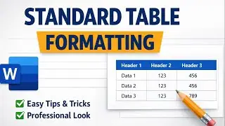 Standard Table Formatting in MS Word Documents (MS Word Tips #11)