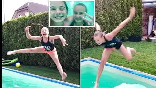 Vorstellung vs. Realität im Pool ☀️ Lia und Haley turnen im Pool  gymnastics