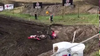 MXGP of Germany, Teutschenthal  Bobryshev Crash / Падение Евгения Бобрышева в Германии 2017