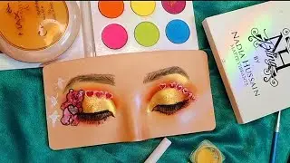 Care Bear Inspired makeup / Gold cut crease makeup tutorial / woman high beauty by sana awan