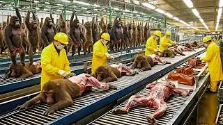 Inside the Gorilla Processing Factory 🏭 How Meat and Leather Are Made Step by Step