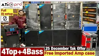 Full Heavy Dj Setup 4 Bass, 4 Top, 2 Amplifier, Crossover, Equalizer, Mixer, Flight Case सब कुछ !
