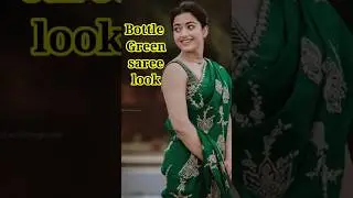 Bottle green saree with contrast blouse #bottlegreensaree #greensaree