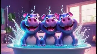 Two Happy Hippos Splash in the Bath | Bath Time Song for Kids |  Nursery Rhymes and Learning Songs