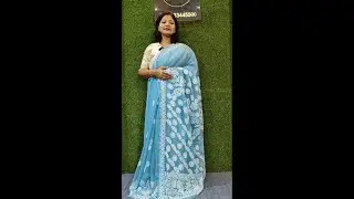 BongStyle Exclusive Lucknow Chikankari Georgette Saree | Bongstyle Exclusive