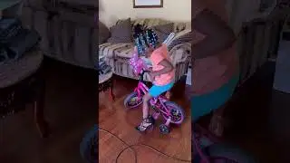 Riding my MINNIE MOUSE bike w/ my mommy heels on