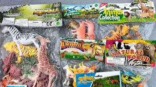 Plastic Animals Toys Unboxing Lion, Tiger, Dinosaurs, Deer, Fox, Leopard, Dog, Rhinoceros, Elephant,