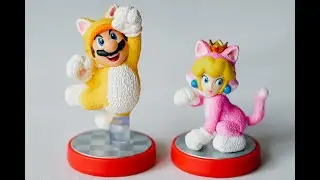 Amiibo Cat Mario & Cat Peach - Close-up Look and Quick Test in Super Mario 3D World + Bowser's Fury