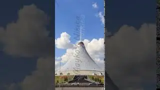 Vertical video. Astana, Kazakhstan - September 5, 2016: The shopping center built in the shape marq