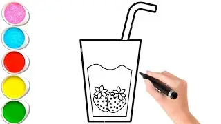 Let's Learn How to Draw and Paint strawberry juice 🥤 and cookies 🍪
