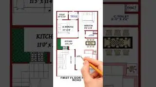 23 x 42 house plan II 23 x 42 ghar ka naksha II 966 sqft house design II 2 bhk house plan #shorts