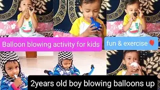 2years old boy blowing balloons up #balloon #blow # cute boy #baby videos