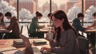 1-Hour Study With Me / Sunny Winter Day/ Music/ Cozy Library Room/ Deep Work Session