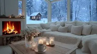 ❄️🌸 Relaxing Winter White Piano Lounge with Fire & Flowers for 4 Hours of Focus, Work, and Study