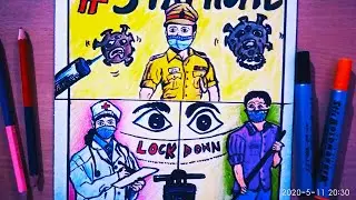 Coronavirus awareness poster (Lockdown) drawing step by step || pencil colour drawing