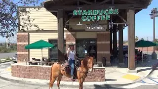 Starbucks Pony Espresso: Riding My Horse Thru the Drive Thru