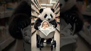 Panda Becomes The Sweetest Babysitter Ever! #cute #baby #panda #shorts #ai #animals #viralshort
