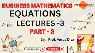 CAFC | Business Mathematics | Equations | LECTURE-3 | PART-3