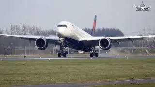 Delta Airlines A350-900 landing at Amsterdam Schiphol...CRAZY!!!