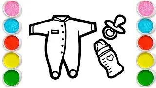 Pajamas, Bottle and pacifier Drawing, Painting & Coloring For Kids and Toddlers_ Child Art