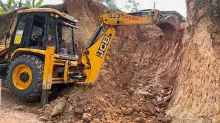 Jcb 3dx cutting and moving hard heap of soil to construct road #jcb #jcb3dx #jcbmachine #jcbvideo 