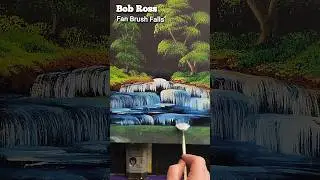 Водопад с веерной кистью Боба Росса такой красивый 😍 #bobross #shortsart #howtopaint