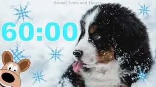 60 Minute ❄️Winter Snow 🐶 Puppy Dog Countdown Timer
