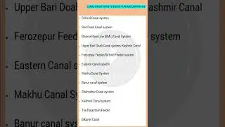 CANAL IRRIGATION SYSTEMS IN PUNJAB COMPRISE OF: #canals #irrigation #punjabcanals