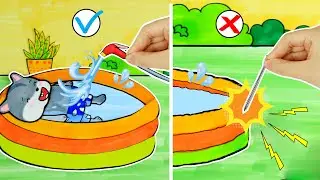 [DIY] Hamtie enjoys Handmade Water Park! Hamster Handmade Papercrafts Stop Motion Movie