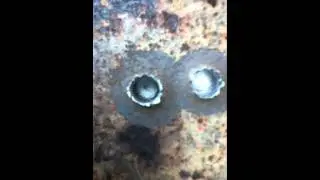 Steel Penetration Test 308 vs 300 comparison in .75 inch thick steel - M14 308 and 300 Win Mag