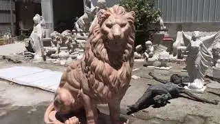 Sunshine red marble lion sculpture