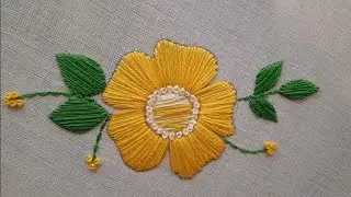 #Handembroidery tutorial #flower embroidery #leaf embroidery #Satin flower embroidery #Satin stitch