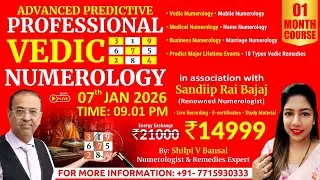 1 Month Course on Pro. Vedic Numerology BY: Shilpi V Bansal&ndash; Numerologist to join pls call 771593033