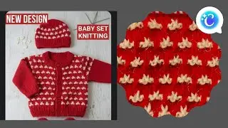 Easy 2-Colour Knitting Pattern For Baby Sweater &Cap/Cute Baby Set Design 