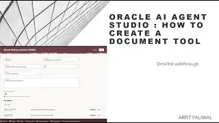 Oracle AI Agent Studio: How to Create Document Tools