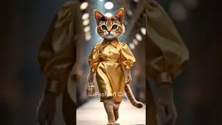 cat fashion show in gold dresst#cats #shortsvideos #cute #prettycats #fashionshow #fashioncats