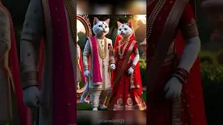 Beautiful Couple Cats 🐈 in Sari🥻| Beautiful Cats in Indian clothes| AI Cat in clothes #shorts #cat