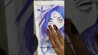 Purple colour 💜 Easygoing ~#artwork #shortvideo #watercolor #easy #anime #painting ||