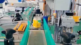 Testin video of automatic hexagon bottle positioning labeling machine