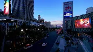 VideoVault Stock Video: Las Vegas USA shopping street in the early evening
